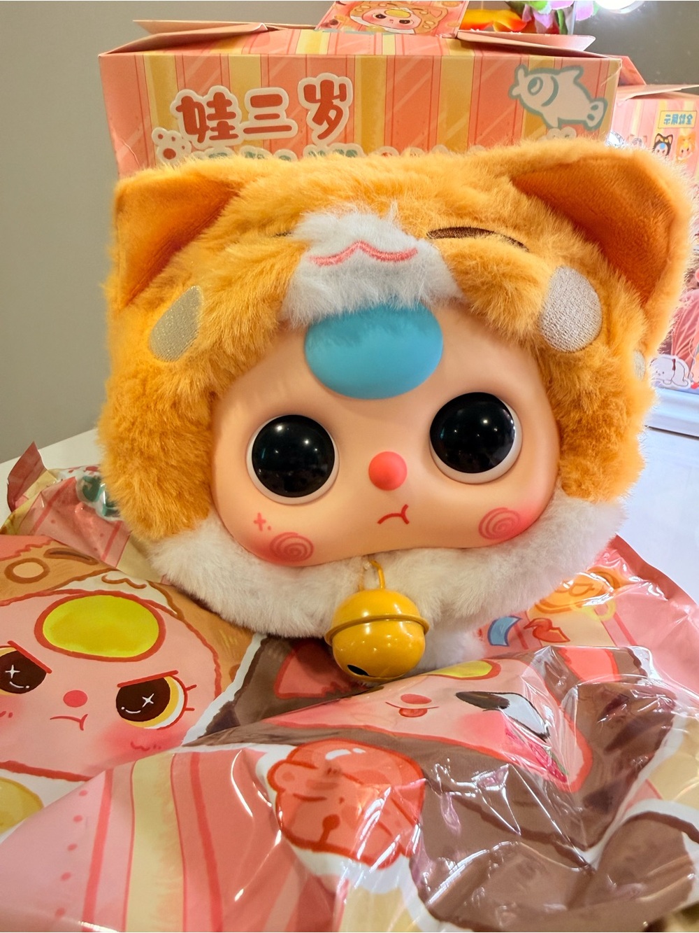 Baby Three Lucky Cat Zipper Bag- Orange American shorthair
